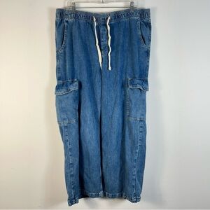 ❤️ GAP Wide Leg Baggy Blue Denim Jeans with Pockets XL
